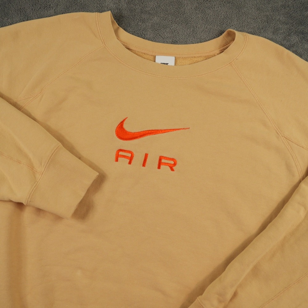 Nike French Terry Crewneck Mens XL Sportswear Air Sweatshirt Tan Embroidered